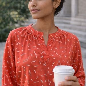 Amanda Blouse Women’s Orange Spring Top Size 15/16